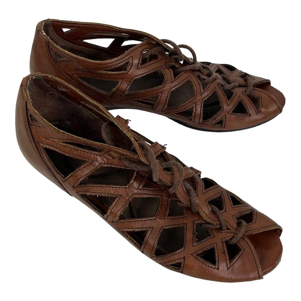 Elditas Tessa Leather Lace Up Sandal Women's Size 5 Wedge